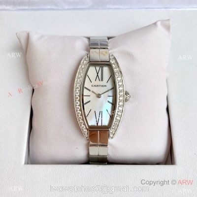 Cartier Mini Tonneau White MOP Dial Stainless Steel women Watch Best Replica watches
