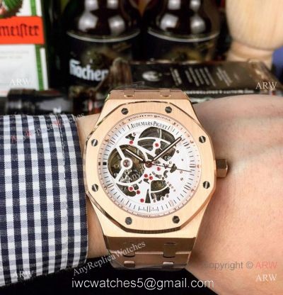 Copy Audemars Piguet Royal Oak Skeleton Rose Gold Watch 44mm watches