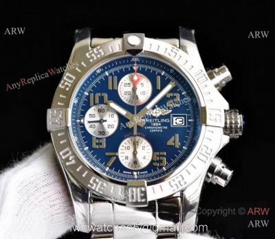 Swiss Grade Replica Breitling Super Avenger II 7750 Watch Stainless Steel Blue Face watches