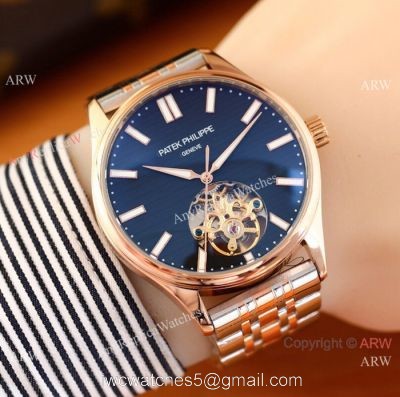 Patek Philippe Calatrava Copy Watches Two Tone Rose Gold Black Face watches