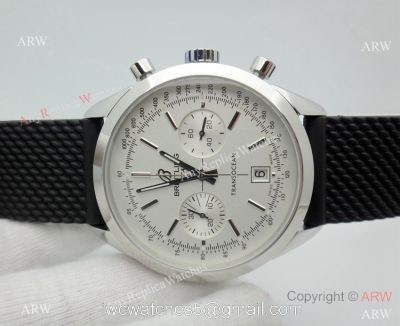 Clone Breitling Transocean Chronograph Watch Stainless Steel White Face 45mm watches