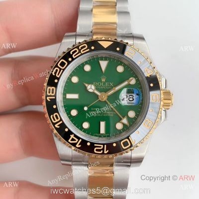 (EW) Two Tone Green Face Rolex Replica GMT-Master II Watch 40mm watches