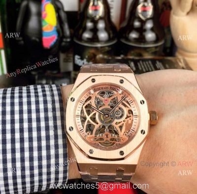 Audemars Piguet Royal Oak Skeleton Replica Watch Rose Gold Case watches