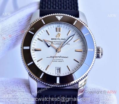 (GF) Copy Breitling Superocean Heritage II Swiss 9015 Watch White Dial Black Rubber Band watches