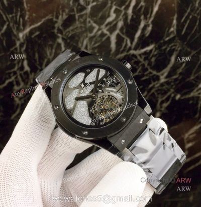 High Quality Copy Hublot Classic Fusion Squelette Tourbillon Watch All Black watches