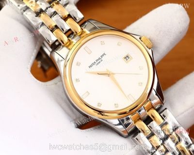 Patek Philippe Geneve Calatrava Replica Watch 2-Tone White Dial watches