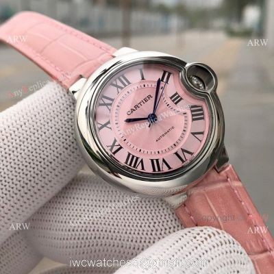 Swiss Quality Replica Cartier Ballon Bleu 33mm Watch SS Pink Dial watches