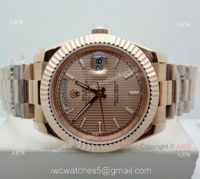 Replica Presidential Rolex Day date 40mm Watch Rose Gold stripped Dial watches