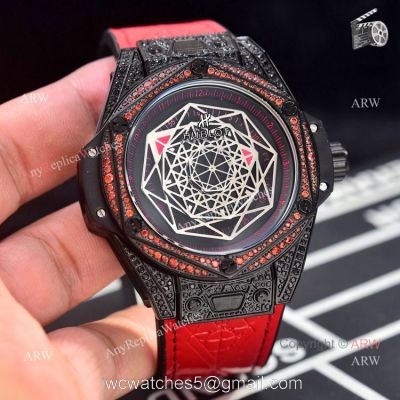 Hublot Big Bang Sang Bleu All Black Red 43mm Mens Watch Replica watches