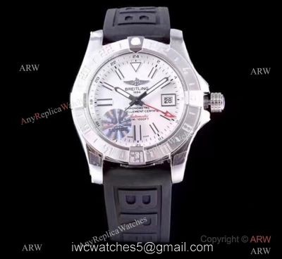 GF Factory Copy Breitling Avenger II GMT Watch SS Black Rubber Strap watches