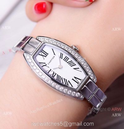 New Copy Cartier Mini Tonneau Stainless Steel White Dial 25mm Watches watches