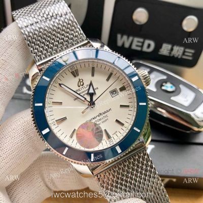 New replica Breitling Superocean Heritage Automatic Watches Blue Bezel White Dial 42mm watches