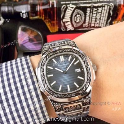 Best Replica Patek Philippe Engraving Nautilus Blue Dial 40MM Watches watches