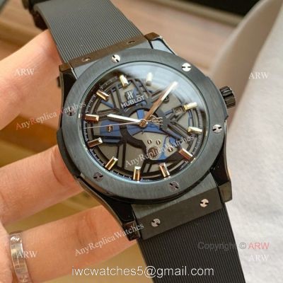 Copy Hublot Classic Fusion Men Watch Black Case Rubber Bracelet watches