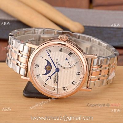 Breguet Classique Moon phase Replica Watch 2-Tone Rose Gold White Dial watches