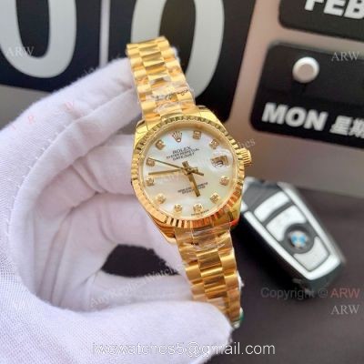 Swiss Replica Presidential Rolex Datejust 28mm Watch White MOP Dial Gold President watches