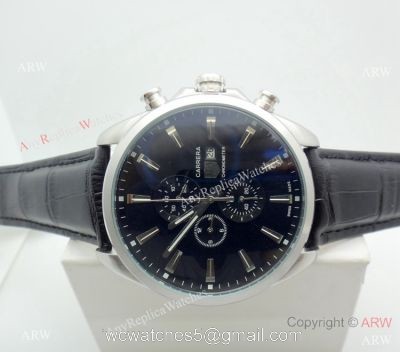 Copy Tag Heuer Carrera Chronograph Watch SS Black Leather Strap watches