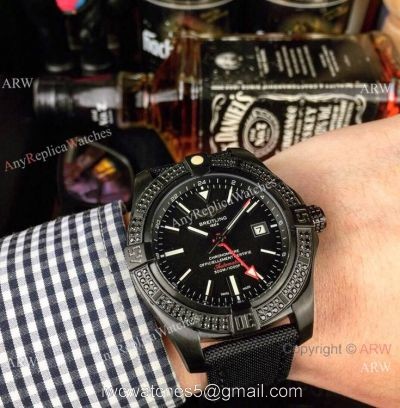 AAA Replica Breitling Avenger II GMT Diamond Bezel All Black Wrist watches
