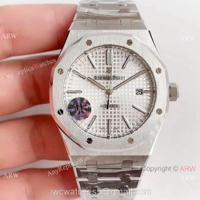 JF Audemars Piguet Royal Oak V5 41mm Watch Replica Ss Silver Textured Face watches