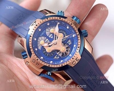 2019 Replica Hublot Big Bang Perpetual Calendar watch Rose Gold Blue Face watches