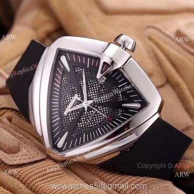 Buy Replica Hamilton Ventura XXL Auto Elvis Anniversary Watch SS Black Rubber Strap watches