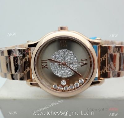 High Quality Chopard Happy Sport Quartz Watch Rose Gold Gray Dial watches