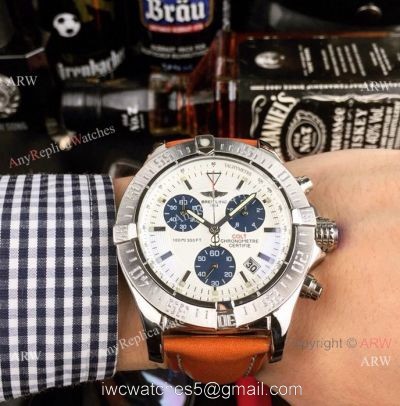 Copy Breitling COLT Chronograph Watches SS Brown Leather Strap watches