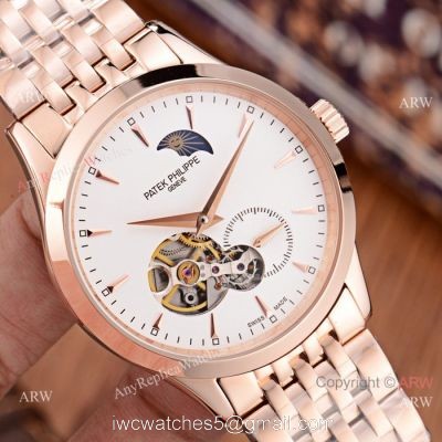 New Style Copy Patek Philippe Moon phase Watch Rose Gold 41mm Case watches