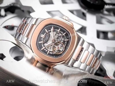 Clone Patek Philippe Skeleton Watches Two Tone Rose Gold 40mm watches
