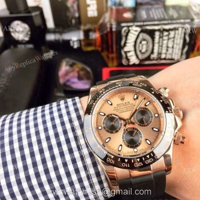 New Rolex Daytona Rubber Strap Replica Watch Rose Gold Case 40mm watches