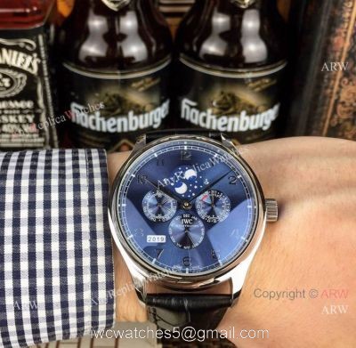 IWC Pilots Blue Dial Black Leather Strap Watch New Replica watches