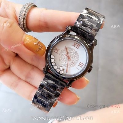 Copy Chopard Happy Sport Quartz Watch Black Case White Dial watches
