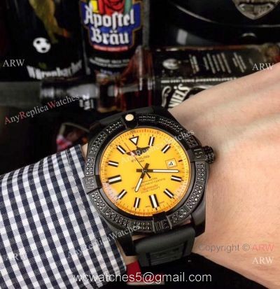 Luxury Copy Breitling Avenger Diamond Bezel Yellow Dial Watches watches