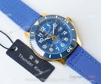 Swiss Breitling Superocean II Mens Watch Yellow Gold Blue Ceramic Bezel watches