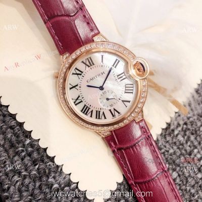 Ballon Bleu De Cartier 36mm watch Diamond Case White MOP Dial watches