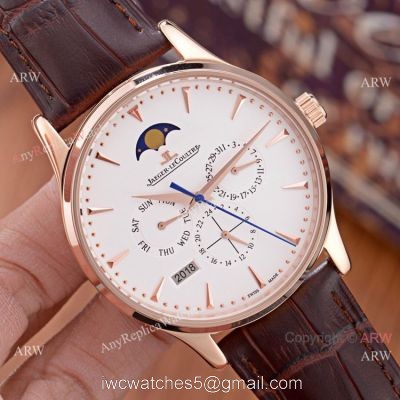 Jaeger-LeCoultre Perpetual Calendar 41mm Watch Replica Rose Gold White Face watches