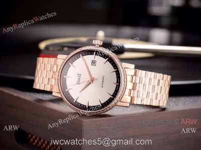 AAA Replica Piaget Altiplano Date Watch Rose Gold Diamnd bezel watches