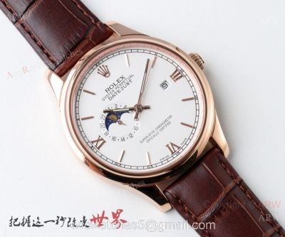 Rolex Datejust Moonphase Swiss 8217 Watches Rose Gold White Face watches