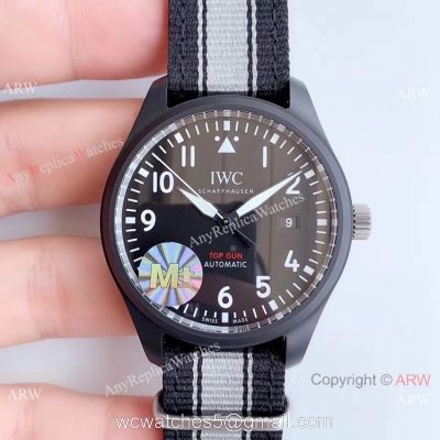(M+) Swiss Replica IWC Pilots Top Gun Cal.35111 Watch Black PVD Nato Strap watches