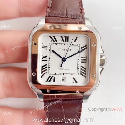 Swiss Grade Copy Cartier Santos HBBv6 Automatic Watch Two Tone Rose Gold watches