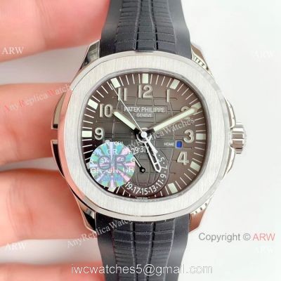 (GR) Swiss Replica Patek Philippe Aquanaut Travel Time Men Watch SS Gray Dial watches