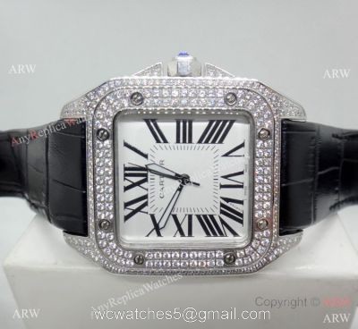 Cartier Santos Diamond Replica Watch Stainless Steel QUARTZ 39mm watches