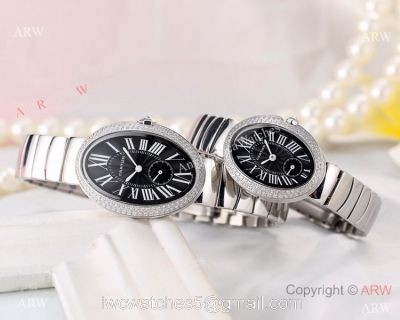 Replica Cartier Baignoire Lovers Watch Stainless steel Black Face watches