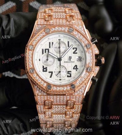 Rose Gold Royal Oak Offshore AP Iced Out Replica Watch for Sale watches