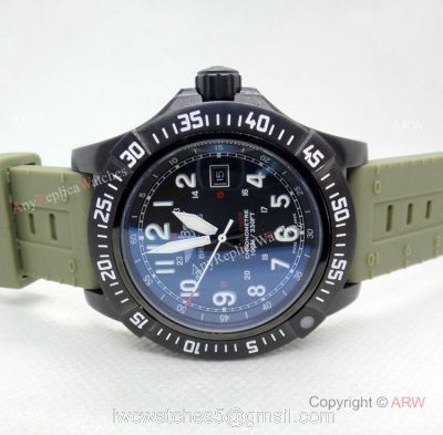 Fake Breitling Colt Skyracer Black Case Green Rubber Band Watch watches