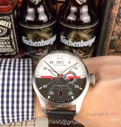 Swiss Replica IWC Pilots Top Gun SS Black Leather Strap Watch watches