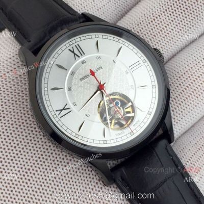 Copy Patek Philippe Tourbillon Men Watch Black Case Red Hand watches