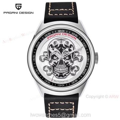 Fake Pagani Design Stainless Steel Skeleton Skull Dial Mens Watch watches