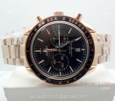 Copy Omega Speedmaster Rose Gold Black Chronograph Watch 45mm watches