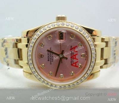 High Quality Rolex Masterpiece All Gold Pink Dial Watch 34mm watches